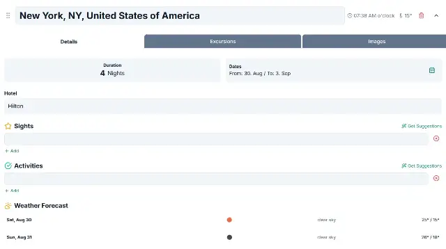 Real-time collaboration on a trip plan